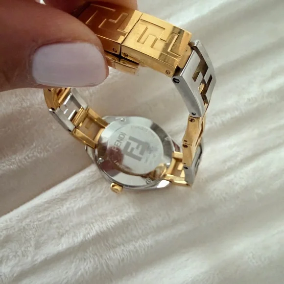 Fendi Two-Tone Gold and Silver Women's Bracelet Watch with White Dial - Picture 2 of 5